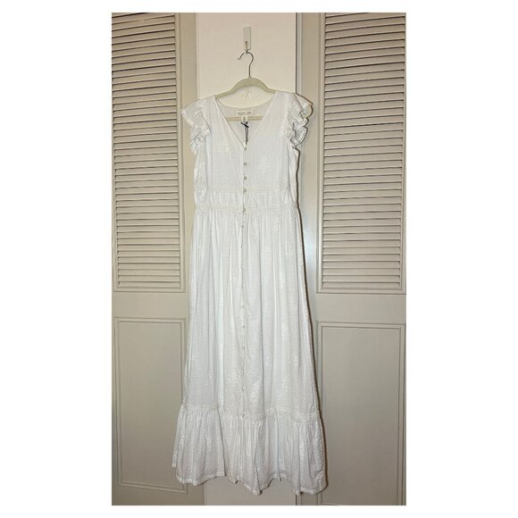 Rachel Zoe White Eyelet Flutter Sleeve Dress | Size 6 - Picture 1 of 8